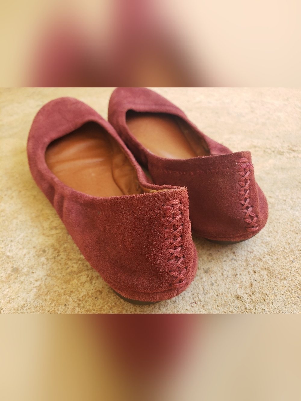 Lucky Brand Women's Burgundy Suede Moccasin Ballet Flats